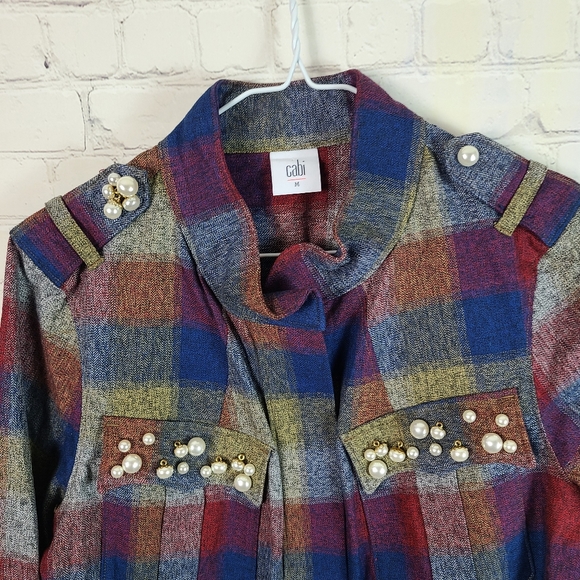 CAbi collage plaid pearl jacket 3555 size medium - Picture 4 of 10